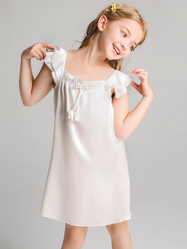 19 Momme Sweet Ruffled Silk Dress for Girls